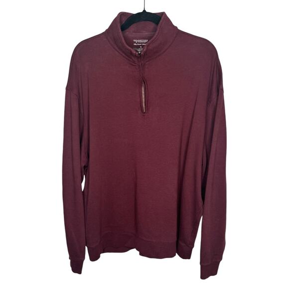 Roundtree & Yorke Men's XL Burgundy Quarter-Zip Pullover Sweater - Picture 2 of 6